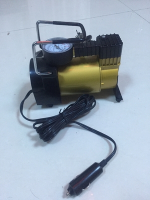 Pompe de pression argentée et jaune de pneu de voiture, puissance résistante compresseur d'air de 12 volts