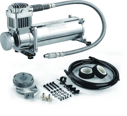 Chick Black Dual Air Compressor avec monter les accessoires, l'acier et le matériel de Chrome