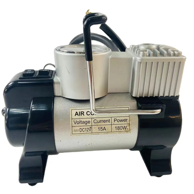 Compresseur d'air de pneus de voiture portable métallique avec lampe et poignée pour gonflement des pneus