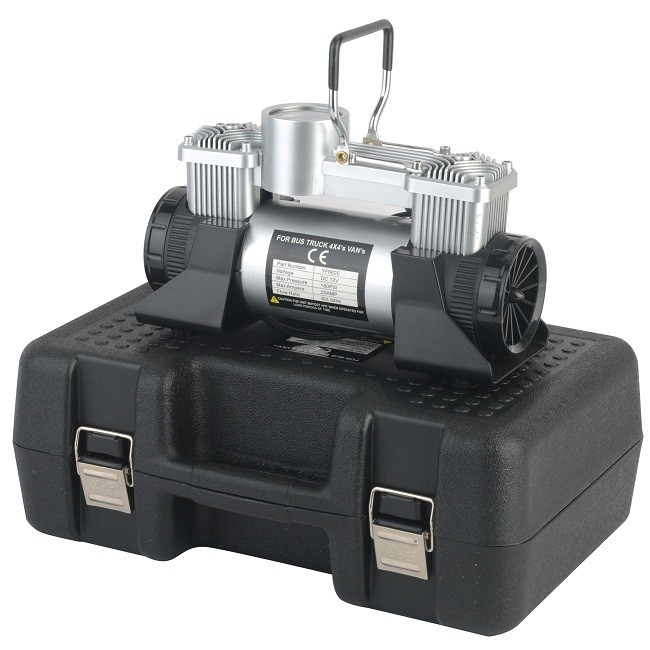 Infleur de pneus de voiture Dc 12v Compresseur d'air automatique à pression métallique avec boîte en plastique